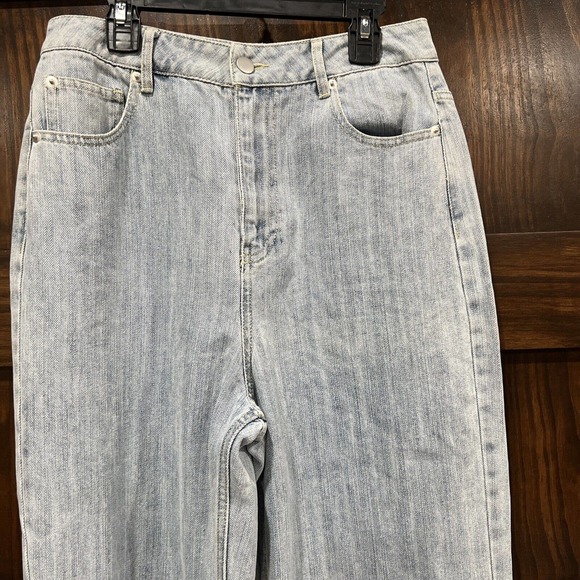 Emory Park Pants Women Size Small Blue Jean Wide Leg Raw Hem 26 Inch Waist‎ - Picture 2 of 13